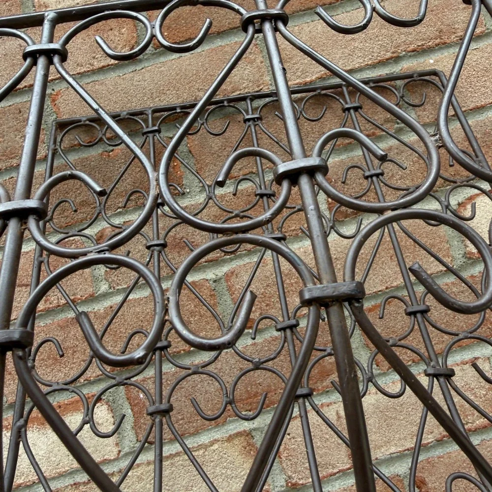 Magazine Rack Bronzed Wire Wrought Iron Heart Scroll Vintage Log Rack Cottage